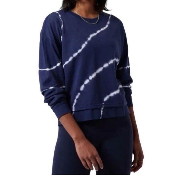 Athleta Sundown Sweatshirt II Eclipse Blue Tie Dye Oversized Comfy Yoga Active - Picture 8 of 8